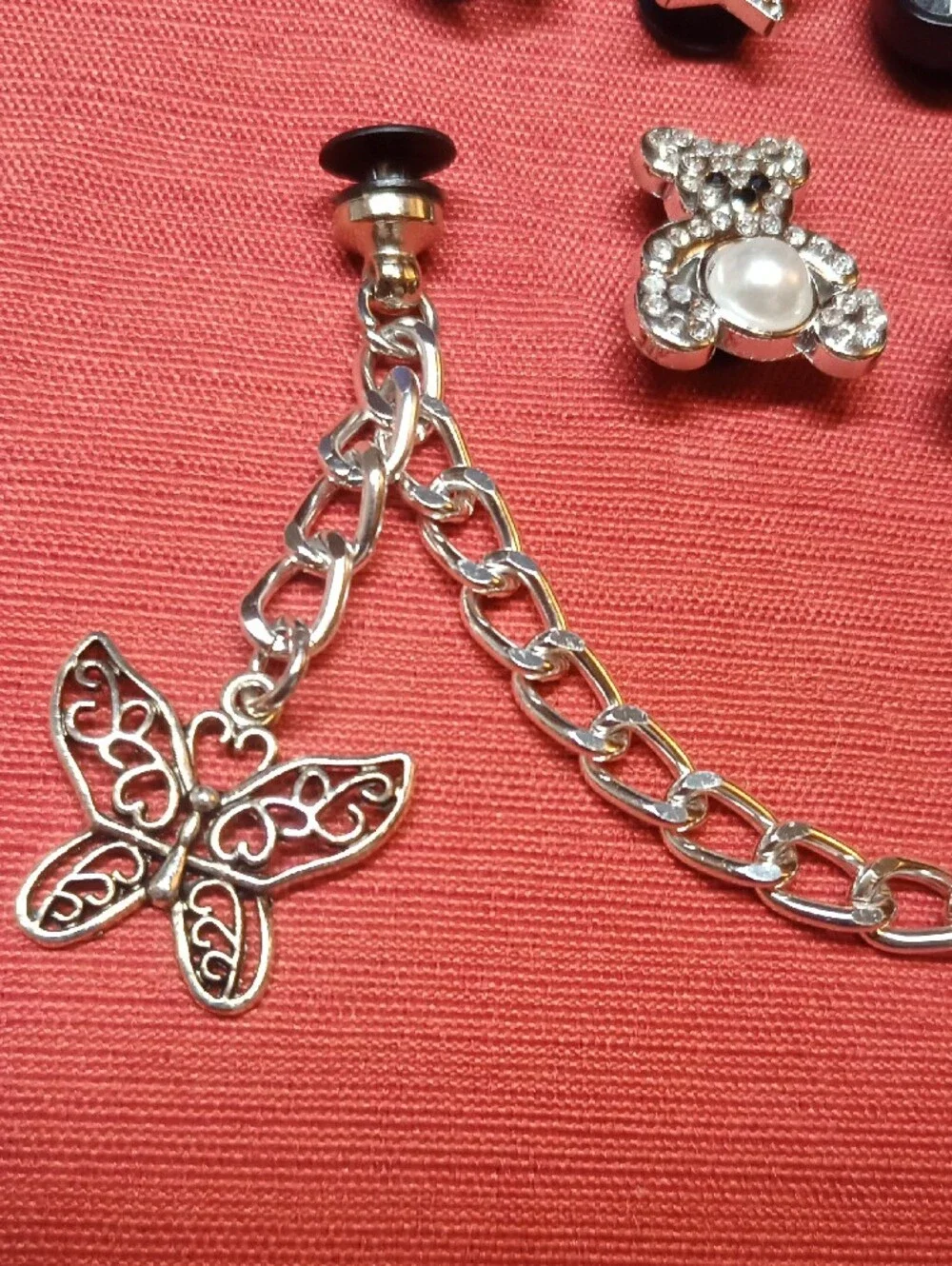 SILVER & RHINESTONES PEARL BLING Shoe Charms Clog Luxury